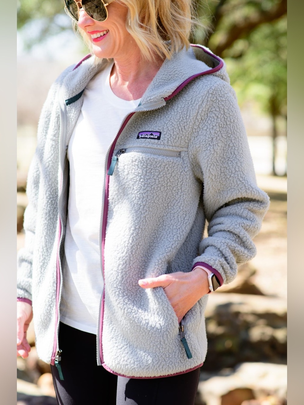 Patagonia Women’s Retro Pile Hoodie Feather Grey Full Zip Fleece Jacket Large - Picture 2 of 13